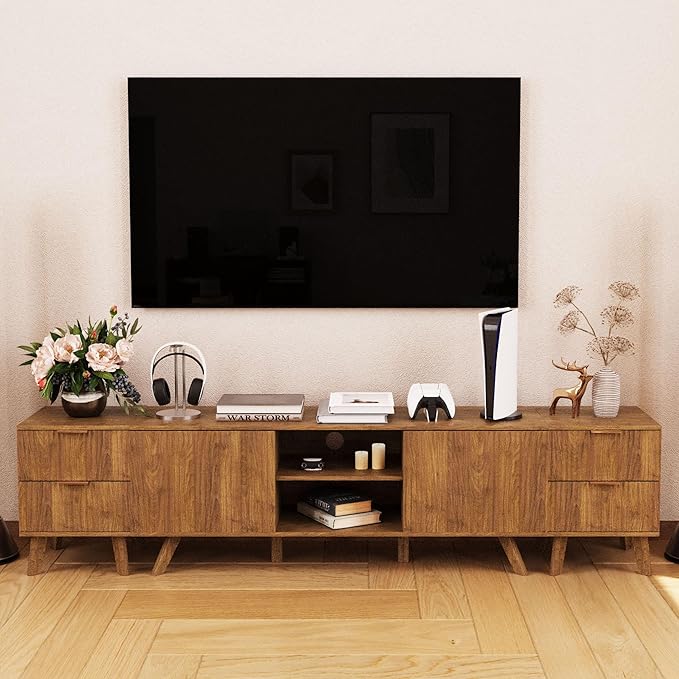 Fluted Nightstand, Mid Century Modern 2 Drawer Bedside Table for Bedroom, Small Dresser Night Stand Side End Table with Wood Fluted Drawer Storage for Bedroom Closet(Walnut)