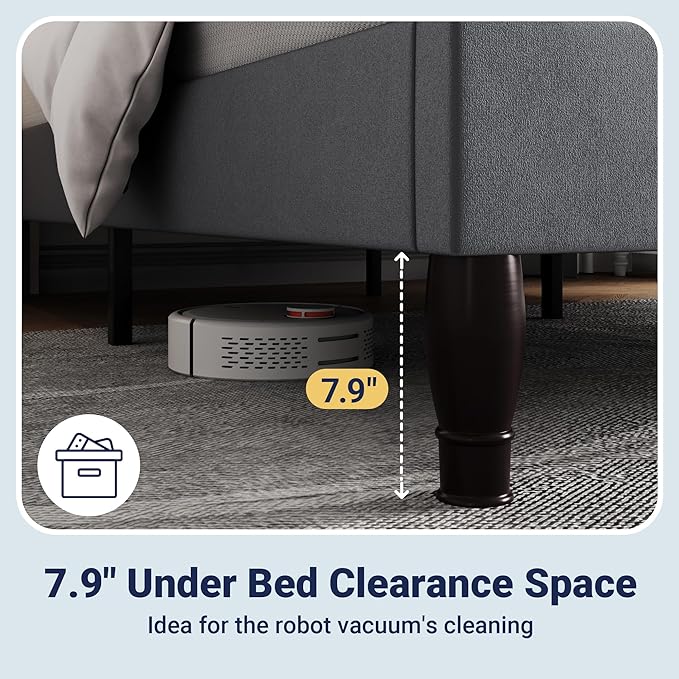 Allewie King Size Bed Frame with Adjustable Velvet Tiara Headboard, Upholstered Diamond Button Tufted Platform Bed, Wood Slats Support, No Box Spring Needed, Light Grey