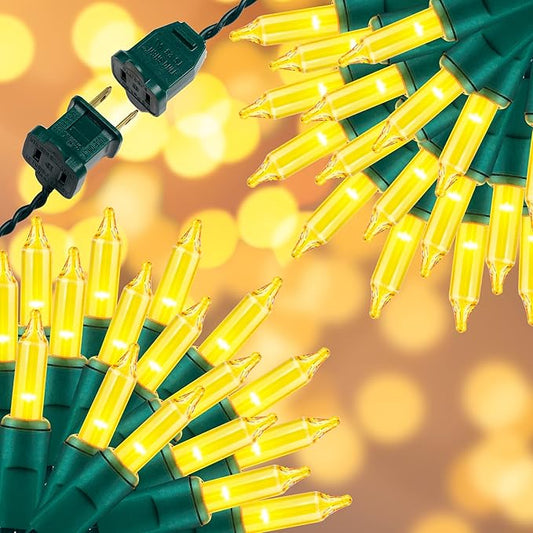 150LIGHTS Yellow Extra-Bright with End Connectors Christmas Decorative Lights 9.72m UL Certified Mini String Light Set Waterproof for Home Garden Holiday Christmas Tree Party Patio Wedding
