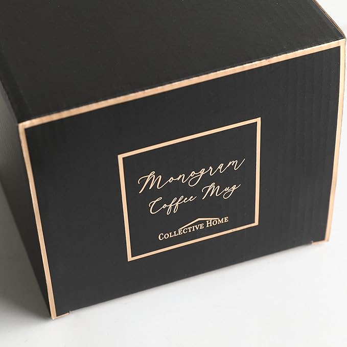 COLLECTIVE HOME - Monogram Ceramic Mugs, 15 oz Golden Initial Coffee Cups, Elegant Alphabet Tea Mugs, Elegant Personalized Mug with Gift Box, Luxurious Cups for Office and Home (y)