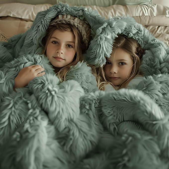 Bedsure GentleSoft Fluffy Sage Green King Size Blanket for Bed, Thick Soft Sherpa Faux Fur Fleece Bedding Fuzzy Plush Winter Warm Heavy Big Large King Blanket, Cozy Green Gifts for Men Women, 108x90