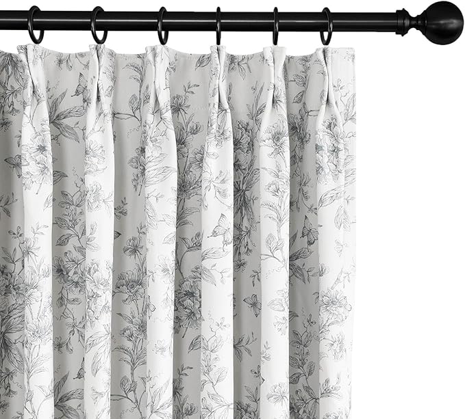 Pinch Pleated Vintage Floral Curtains - Room Darkening Drapes for Bedroom Living Room.2 Panels,100 Inches Wide 96 Inches Long