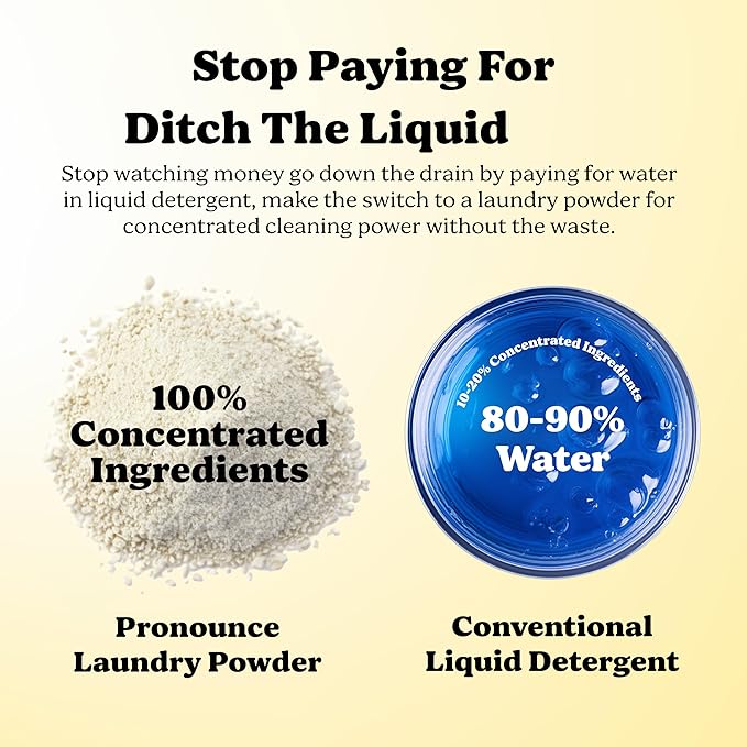 Pronounce Laundry Detergent Powder Alternative | Earth-Derived Ingredients, Eco-Friendly, Safer for Sensitive Skin, Eczema, and Babies. Stain + Smell Fighting. HE Safe (Lemon, 120 Loads).