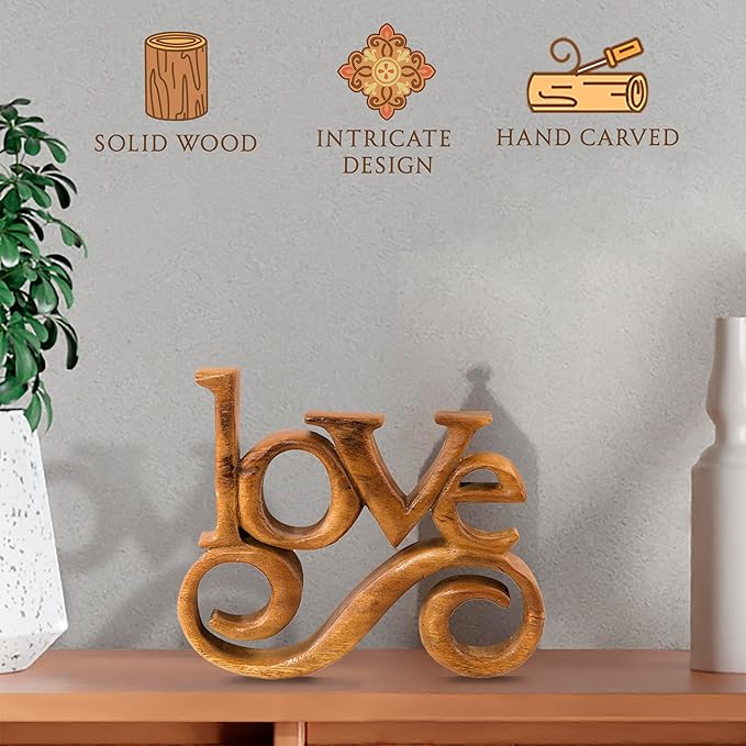 Decozen Gifts for Mom - Wooden Love Letters Sculpture - Mother's Day Birthday Gifts, Home, Office, Living Room, Shelf, Fireplace, Farmhouse, Tabletop, Boho and Mantle Decor - Mothers Day Decorations