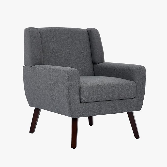 UIXE Accent Chairs Set of 2, Fabric Upholstered Armchair for Living Room, Comfy Arm Chair Single Sofa Bedroom Side Reading Seat - Flax Gray