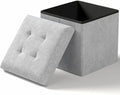 15 Inches Small Folding Storage Ottoman Cube, Storage Footrest, Foot Rest Stool, for Living Room, Bedroom, Dorm, Hallway, Entryway, Light Gray