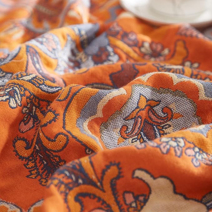 Boho Throw Blanket for Couch Sofa Bed, 100% Cotton Woven Quilt with Tassel 80”x90”, Super Soft Muslin Blanket with Oriental Universe Printed, Decorative Reversible Bed Blanket/Cover for All Seasons