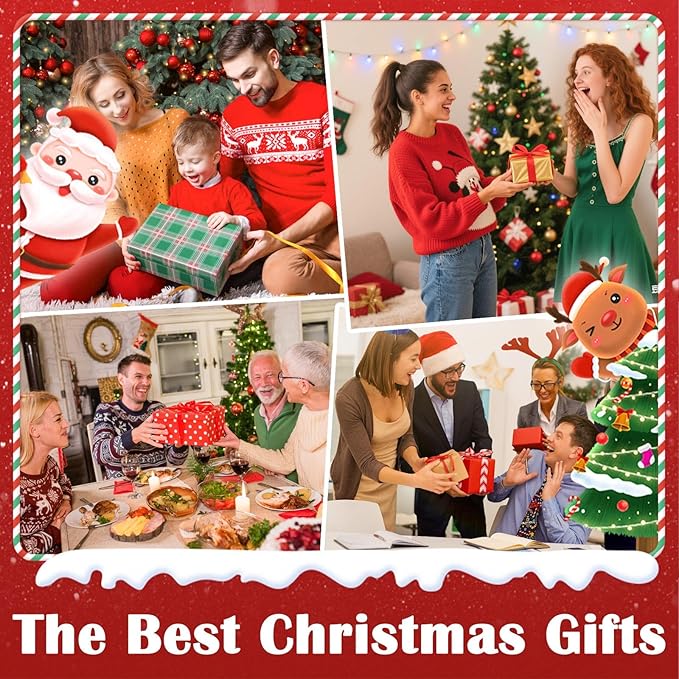 Christmas Snow Globe Lantern Christmas Decorations Gifts Snowy Village Scene Snowman Church Cabin Train Musical Glitter Snowfall USB/Battery Timer 12 inch