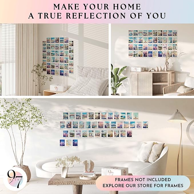 97 Decor Vintage Travel Posters Wall Art - Retro Travel Decor For Home, Travel Art Prints For Wall Decor, Around World Travel Collage Destination Pictures Famous City Artwork For Classroom (4x6)