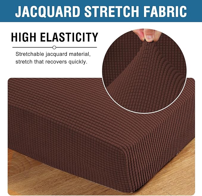 H.VERSAILTEX Super Stretch Individual Seat Cushion Covers Sofa Covers Couch Cushion Covers Slipcover Sets Thick Jacquard Textured Twill Fabric (1 Piece Loveseat Cushion Cover, Burnt Brick)