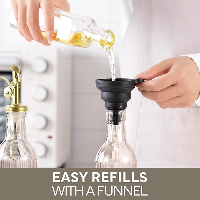 COOK WITH COLOR Glass Olive Oil Bottle Dispenser - 2 Pack- 17oz Oil and Vinegar Cruet - Olive Oil Carafe Decanter for Kitchen