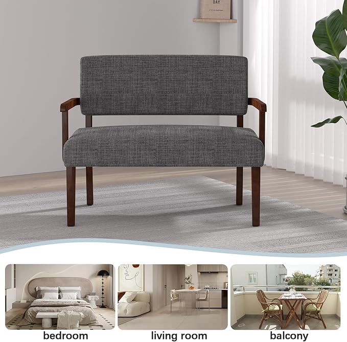 Accent Chair 2 Seat, Arm Chairs with Soft Seat and Armrests for Living Room, Love seat for Dining, Reading, and Waiting Rooms (Gray)