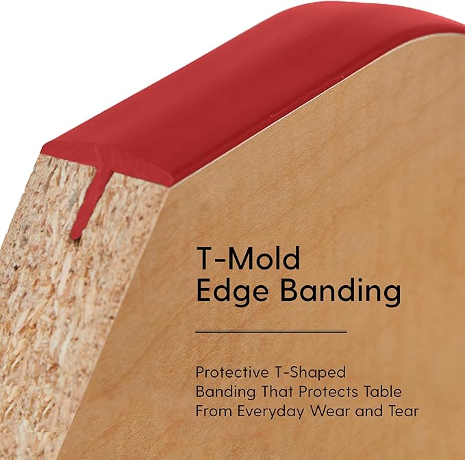 FDP Rectangle Activity School and Kids Classroom Table (24 x 48 inch), Toddler Legs, Adjustable Height 15-24 inches - Gray Top and Red Edge