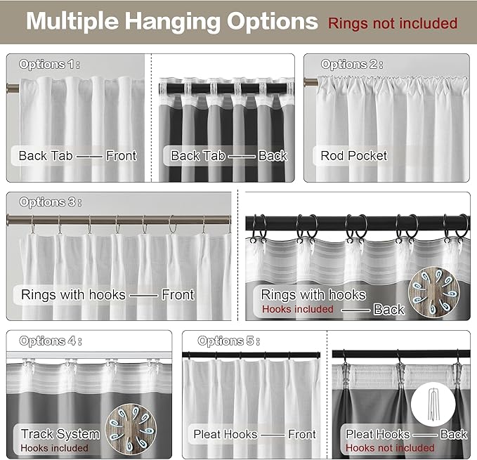 RAIN CITY Snow White Blackout Curtains Back Tab 2 Panels 50 x 96 Inches Long 2 Panels Set for Living Room Bedroom Dining Room Playroom