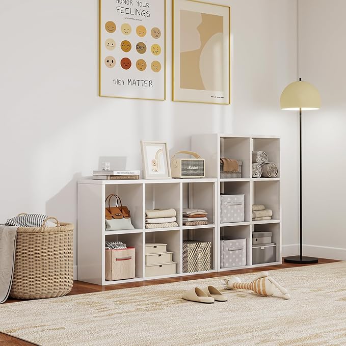 4 Cube Book Shelf - High-Strength Steel Cube Storage Organizer with Open Display Shelves for Living Room