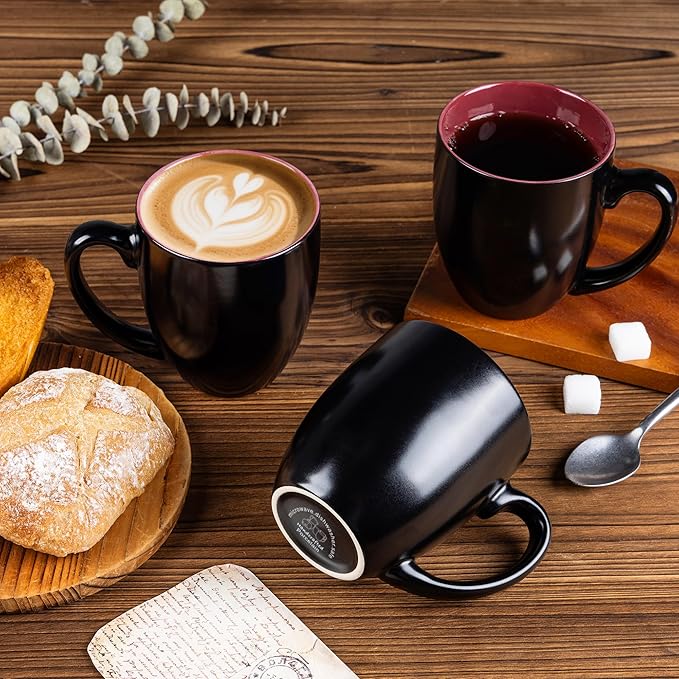 GBHOME 16oz Coffee Mugs Set of 6, Large Ceramic Coffee Mugs for Man, Woman, Dad, Mom, Modern Coffee Mugs Set with handle for Tea/Latte/Cappuccino/Milk/Cocoa. Dishwasher&Microwave Safe,Multi-Color