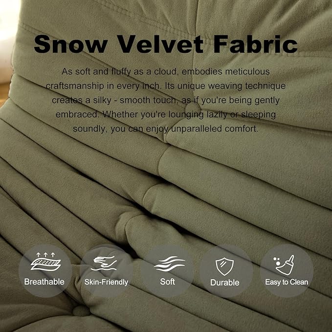 Bean Bag Chair for Adults, Bean Bag Sofa - Adult Size with Soft Waterproof Fabric for Living Room, Apartments, Reading Corner, Gaming, and Movie Venue (Olive Green)