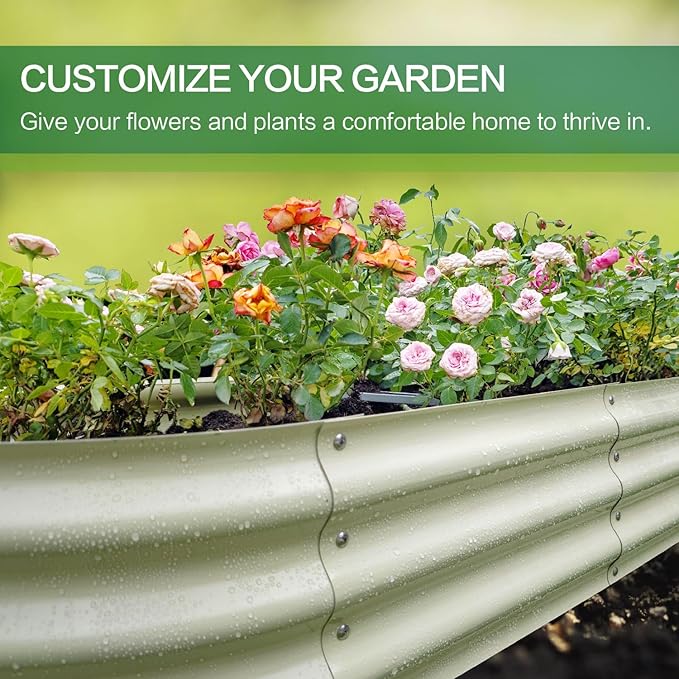 Gardmax 2 Pack Galvanized Raised Garden Bed, Lightweight Planter Boxes Outdoor with Easy Assembly, Large Garden Bed for Vegetables, Fruits, Flower