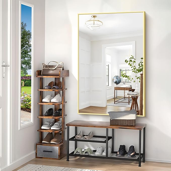 40x60inch Gold Bathroom Mirror, Gold Rectangle Mirror with Frame, Large Rectangular Wall Mirrors for Bathroom, Living Room, Hair Salon, Big Farmhouse Mirror Hang Horizontal/Vertical