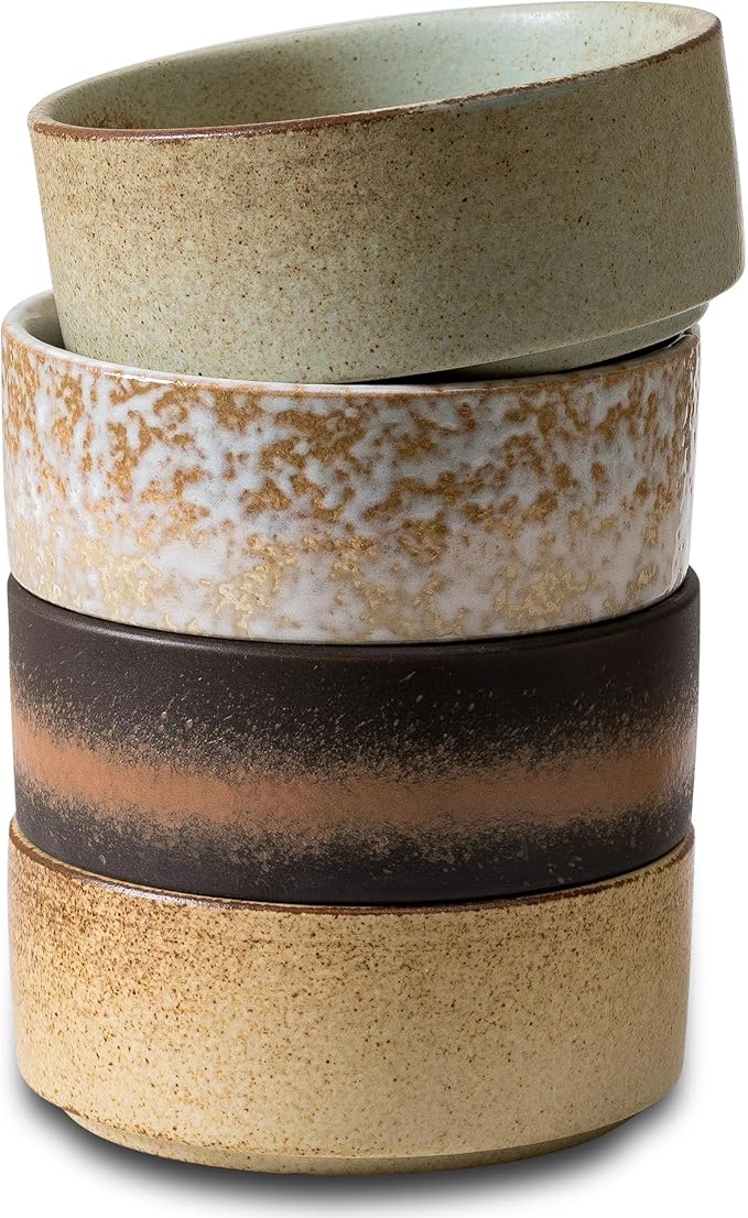 Ceramic Bowl Sets of 4, 4.5 Inches Mix Color, Small Bowls Set Farmhouse Vintage Color Bowls for Kitchen, 10 oz Bowl for Dessert, Dip, Side Dishes, Ice Cream, Fruit, Rice Dishwasher Microwave Safe