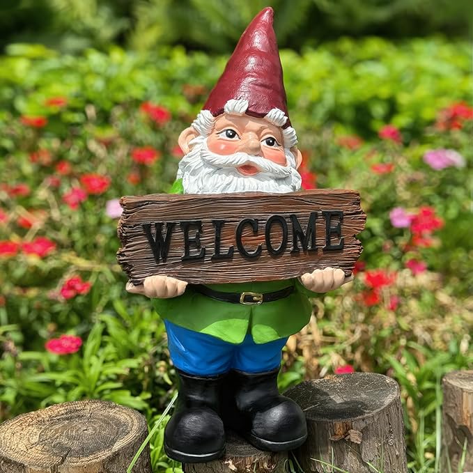 Gnome Garden Decor Statue Gnomes Decorations for Yard with Welcome Sign Outdoor Decorations for Patio Unique Garden Gifts for Women Mom Grandma