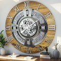 The Gears Clock Real Moving Gear Wall Clock England Line (Wood & Stone, 24 inches (60 cm))