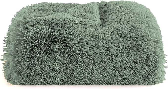 Bedsure GentleSoft Fluffy Sage Green Throw Blanket, Sage Green Decor for Room, Soft Cozy Fuzzy Plush Minky Thick Warm Sherpa Fleece Faux Fur Throw Blanket for Couch, Decorative Spring Gifts, 50x60