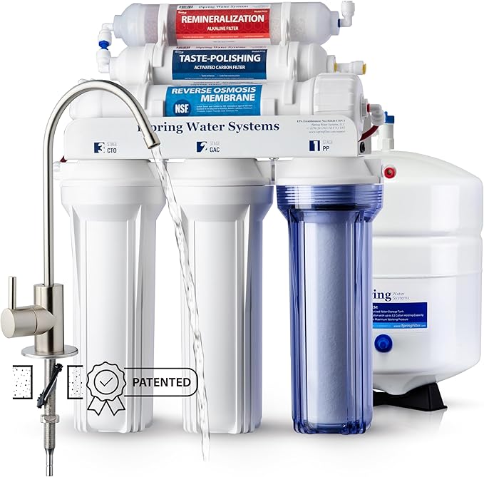 iSpring RCC7AK, NSF Certified, 75 GPD, Alkaline 6-Stage Reverse Osmosis System, pH+ Remineralization RO Water Filter System Under Sink, Patented Top-Mounted Faucet Design for Easy Installation