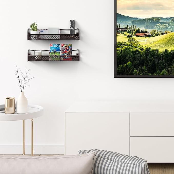 Deco Brothers Wall Mounted Single Tier Mesh Hanging Spice Rack, Set of 2, Bronze