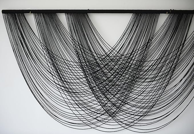 Flber Macrame Wall Hanging Black 59.00" W x 31.00" L Boho Wall Decor Large Boho Yarn Tapestry Living Room Bedroom Home Wall Décor