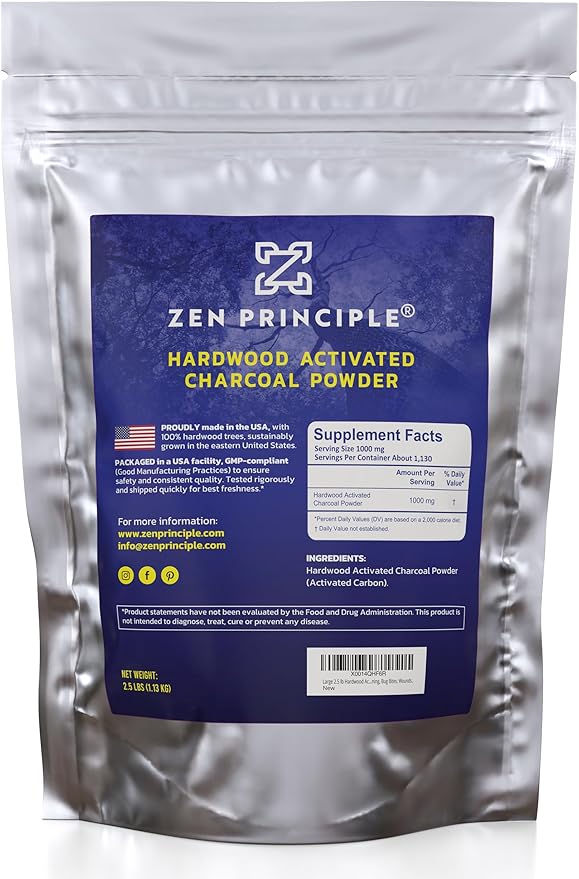 Large 2.5 lb Hardwood Activated Charcoal Powder 100 Percent from USA Trees. All Natural. Whitens Teeth, Rejuvenates Skin and Hair, Supports Better Digestion!
