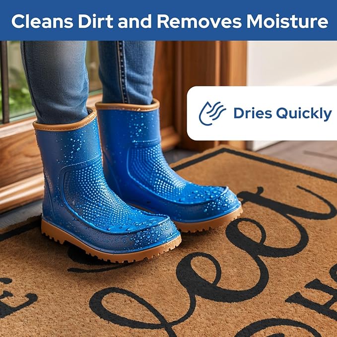 Barnyard Designs Natural Coco Coir Heavy Duty Backing Doormat - Large Cute Non-Slip Front Door Welcome Mat for Outside Entrance or Porch Entry, Brown (24x36, Home Sweet Home)