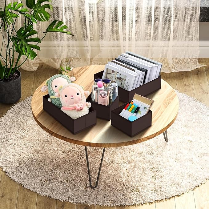 DIMJ Drawer Organizer 15 Pack - Foldable Baby Organizers and Storage & Dresser Organizer for Nursery, Bedroom, Closet - Nursery Organization Dresser Dividers for underwear, Sock, Bra, Belt, Tie, Brown