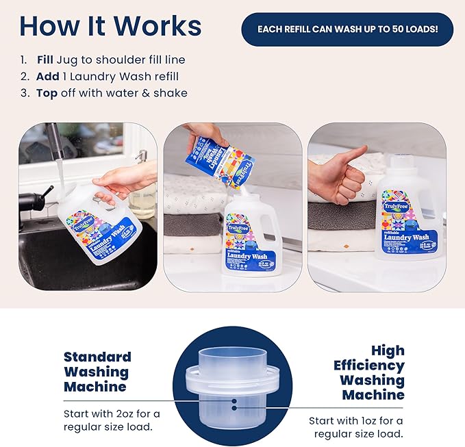 Laundry Detergent for Sensitive Skin | Gentle & Safe for Baby Clothes | Plant-Based | 5 Pack Refill Powder| Easy to Dissolve to Create a Liquid| Signature Scent (250 Loads)