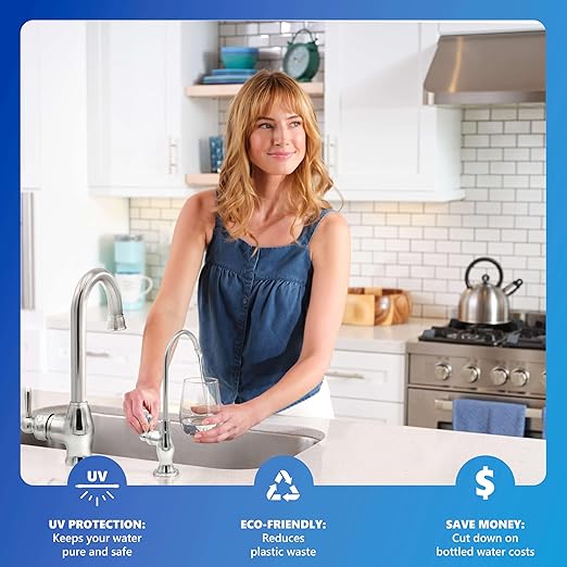 Express Water Ultraviolet Reverse Osmosis Water Filtration System – 6 Stage RO UV Water Filter with Faucet and Tank – UV Under Sink Water Filter – 100 GPD