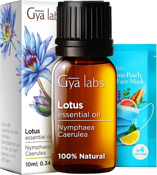 Gya Labs Lotus Essential Oil for Diffuser - 0.34 Fl Oz - 100% Pure Natural Lotus Oil for Skin, Massage, DIY & Candle Making Scent