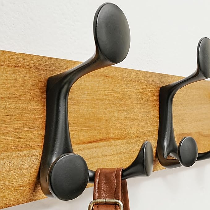 SKOLOO 43-Inch Light Brown Wood Coat Rack Wall Mount with 8 Triple Hooks - Ideal for Family Entrances, Classrooms, and Pet Supplies Storage - Perfect Coat Hooks for Wall