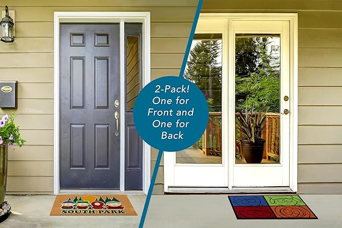 Gertmenian Coir Doormat - 2x3 Welcome Mat (2-Pack), Ideal for High Traffic Areas in Front Door, Garage, Entryway - South Park Gang/South Park Blocks, 80010