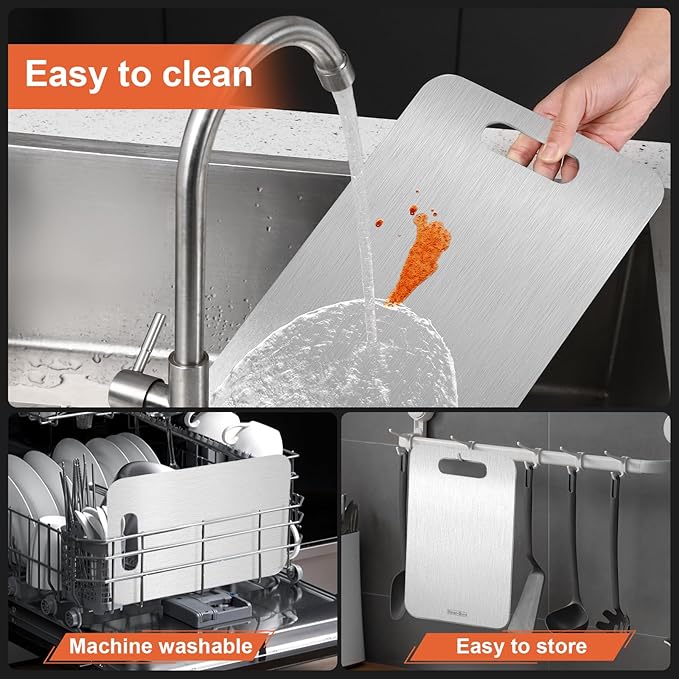 Cutting Boards for Kitchen, Cutting Board, Foodgrade Stainless Steel Cutting Board for Meat,Fruit, Vegetables, Outdoor or Indoor, M 13.4“ * 9”