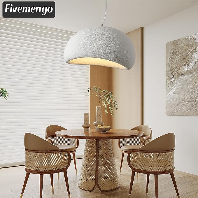 23.6in Large Wabi Sabi Pendant Lights Kitchen Island Lighting Fixture Ceiling Mount White Modern Japanese Lamp Japandi Chandelier for Dining Living Room Bedroom Restaurant Hanging Lamp