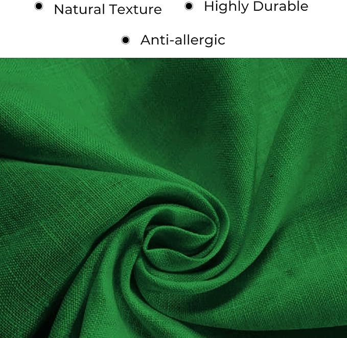 D'Moksha Homes Kelly Green Linen Table Runner 120 Inches Long - 100% Pure Linen Diamond Table Runner 14 x 120 Inch for Dining, Fall and Halloween - Machine Washable