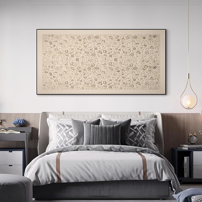 SIGNWIN 24"x46" Extra Large Framed Wall Art Vintage Botanical Sketch with Detailed Floral Pattern, Classic Nature Illustration for Home Living Room Bedroom Decor (Frame Assembly Required)