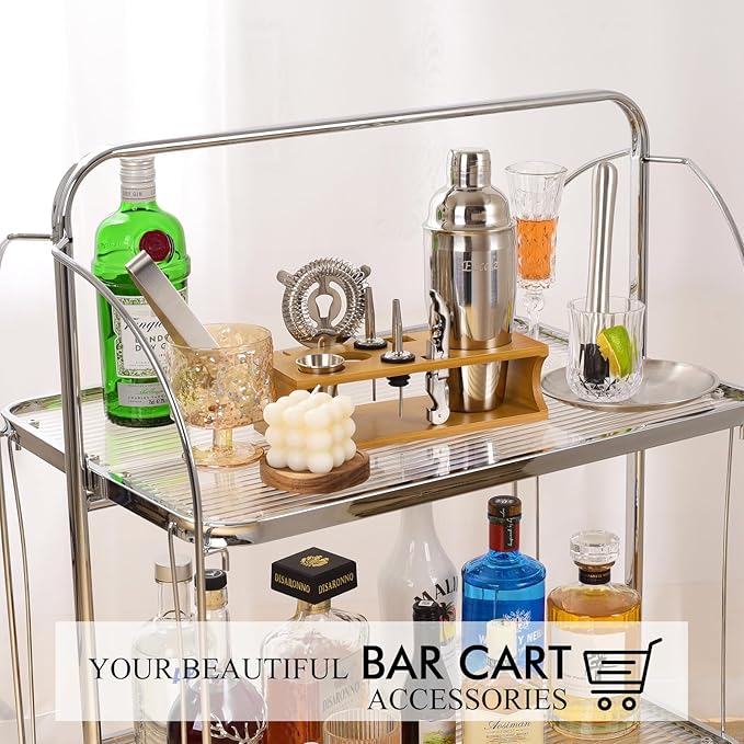 Bartender Kit Cocktail Shaker Set with Stand Bar Tool Bar Set for Drink Mixing Home Bartending Kit 11-Piece Bar Cart Accessories: Martini Shaker, Mixer Spoon, Jigger, Muddler, Strainer & Recipes Gifts