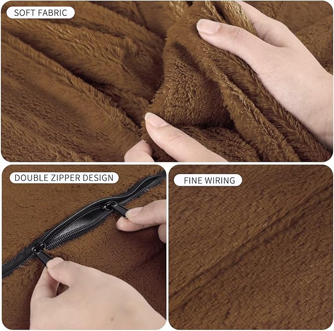 Bean Bag Chair for Adults 8FT,Soft Removable Cover for Teens/Girls Bedroom,Fluffy Giant Round Floor Beanbag Lounger Chairs (No Filler,Deep Coffee)