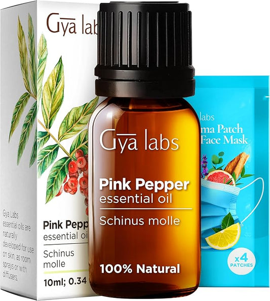 Gya Labs Pink Pepper Essential Oil for Skin - 0.34 Fl Oz - 100% Pure Natural Pink Pepper Oil for Diffuser, Face, Massage Aromatherapy ,DIY & Candle Making Scent