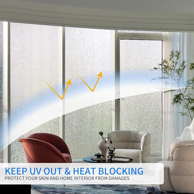 Window Film Privacy Day and Night with Installation Tools, Static Cling Glass Film Ideal for Home Shower Office Glass Door (Flash Diamond, 23.6 x 196.9 Inch)