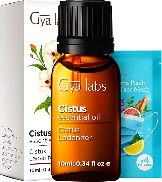 Gya Labs Cistus Essential Oil for Hair - 0.34 Fl Oz - 100% Pure Natural Cistus Oil for Diffuser, Skin, Aromatherapy & Candle Making Scent