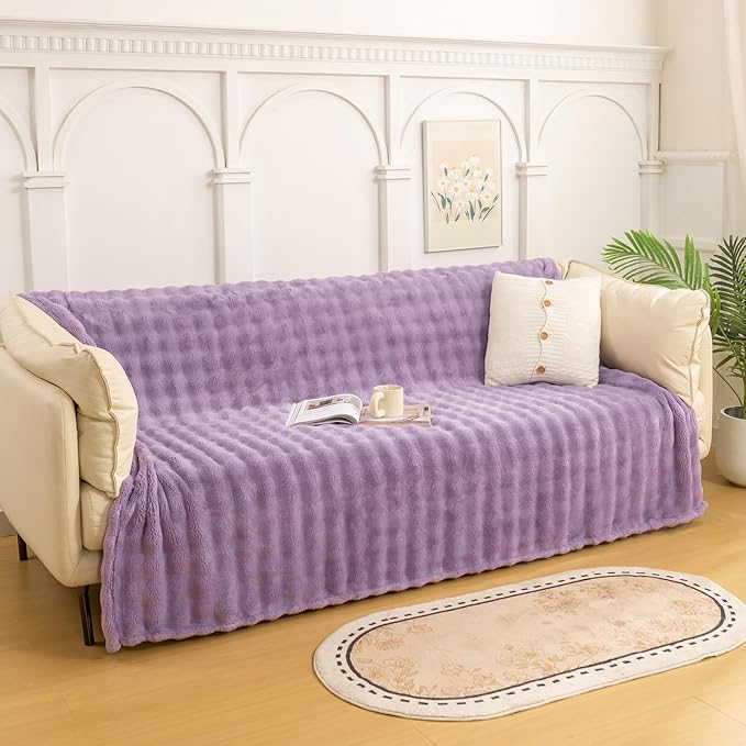 YUSOKI Luxury 3D Bubble Throw Blanket 3.1lb,All Ages,Home Decoration, (Lilac Purple,60 * 80inches)