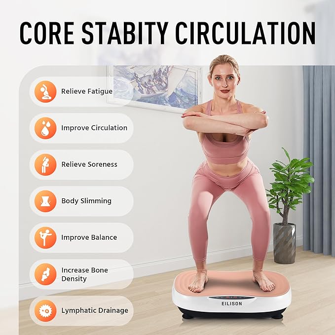 EILISON Glory Vibration Plate Exercise Machine - Whole Body Workout Vibration Fitness Platform Equipment for Home & Travel Workout, Weight Loss, Toning & Wellness