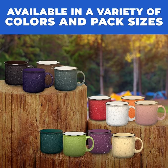 Set of 8 Ceramic Campfire Mugs – 15 Oz, Royal Blue – Coffee & Tea Cups for Home, Work, Travel, Camping – Customizable, Great for DIY, Events, Companies